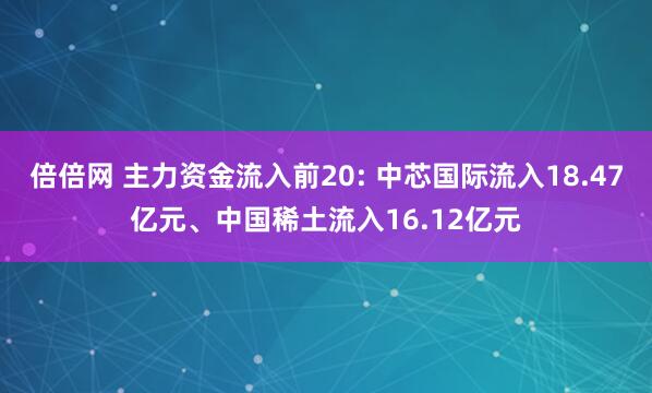 倍倍网 主力资金流入前20: 中芯国际流入18.47亿元、中国稀土流入16.12亿元