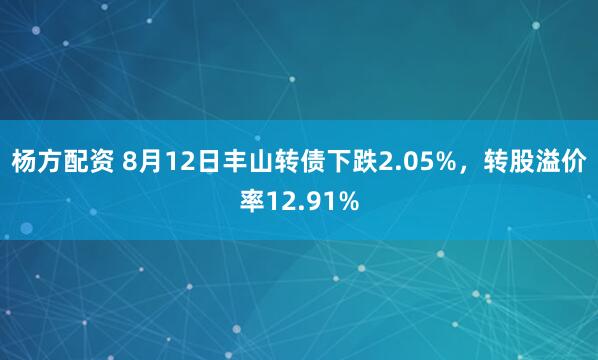 杨方配资 8月12日丰山转债下跌2.05%，转股溢价率12.91%